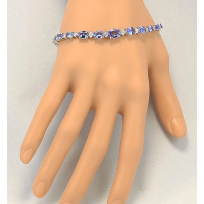 11.80 CTW het Natuurlijke Stevige Witgoud van Tanzanite en van Diamond Bracelet In 14k