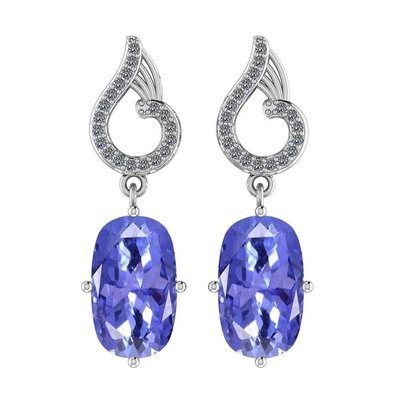 3.08 CTW het Natuurlijke Stevige Witgoud van Tanzanite en van Diamond Earrings 14K