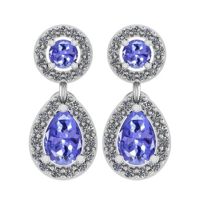 3.08 CTW het Natuurlijke Stevige Witgoud van Tanzanite en van Diamond Earrings 14K