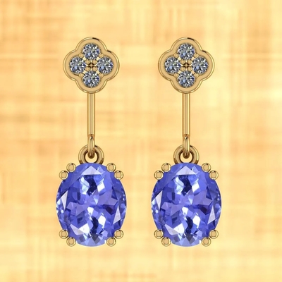 7.82 CTW het Natuurlijke Stevige Gele Goud van Tanzanite en van Diamond Earrings 14K