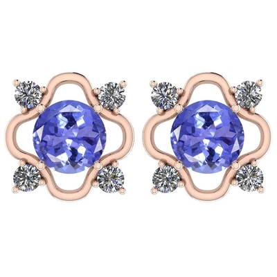 7.82 CTW het Natuurlijke Stevige Gele Goud van Tanzanite en van Diamond Earrings 14K