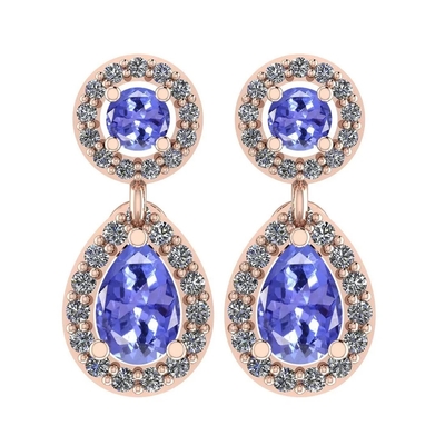 7.82 CTW het Natuurlijke Stevige Gele Goud van Tanzanite en van Diamond Earrings 14K