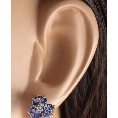3.08 CTW het Natuurlijke Stevige Witgoud van Tanzanite en van Diamond Earrings 14K