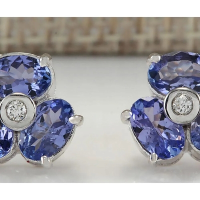 3.08 CTW het Natuurlijke Stevige Witgoud van Tanzanite en van Diamond Earrings 14K