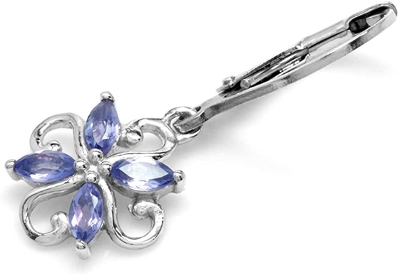 Van het de Bloemontwerp van de 0,5 Karaattak de Ring Sterling Silver Ring Jewelry van JewelersClub Tanzanite met Wit Diamond Accent