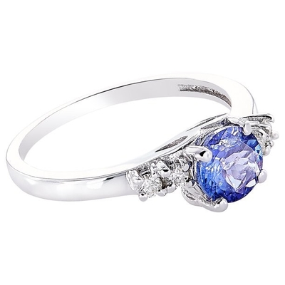 De Ring Sterling Silver Ring Jewelry van JewelersClub Tanzanite van het bloemontwerp met Wit Diamond Accent