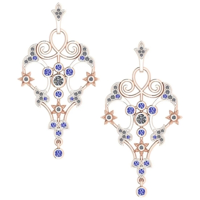 Verklaard 0,61 Ctw I2/I3 Tanzanite en Diamant 14K Rose Gold Earrings