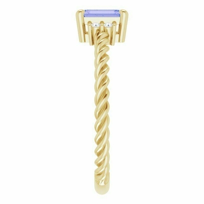 Tanzanite0.06ctw Diamond Rope Engagement Ring In 14K Geel Goud