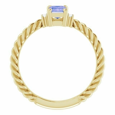 Tanzanite0.06ctw Diamond Rope Engagement Ring In 14K Geel Goud