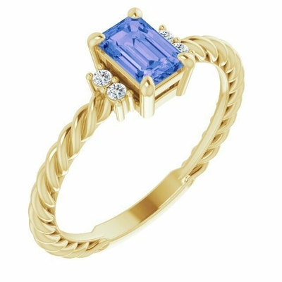 Karaat Tanzanite 0,925 Sterling Silver Ring Jewelry With Wit Diamond Accent