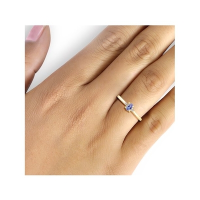 Tanzanite0.06ctw Diamond Rope Engagement Ring In 14K Geel Goud