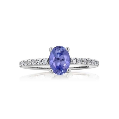 Juweliersclub Tanzanite Ring Birthstone Jewelry met Witte Diamant