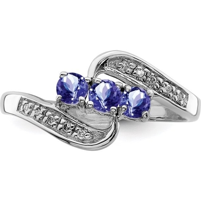 Met 925 Sterling Silver Rhodium Tanzanite &amp; Diam.Engagement-Ring