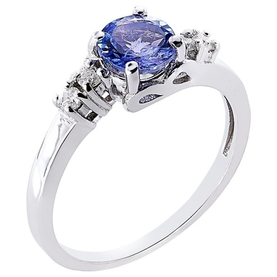 4mm de Verlovingsring14k Witgoud van Prinsescut natural tanzanite