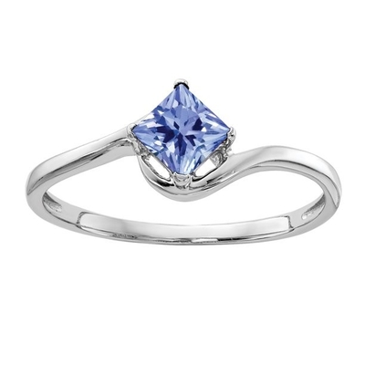 4mm de Verlovingsring14k Witgoud van Prinsescut natural tanzanite