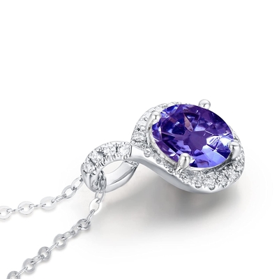 14K de stevige Gouden Halsband van de het Patiencetegenhanger van Angara Natuurlijke Tanzanite voor Vrouwenmeisjes