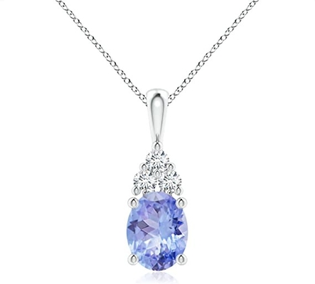 14K de stevige Gouden Halsband van de het Patiencetegenhanger van Angara Natuurlijke Tanzanite voor Vrouwenmeisjes