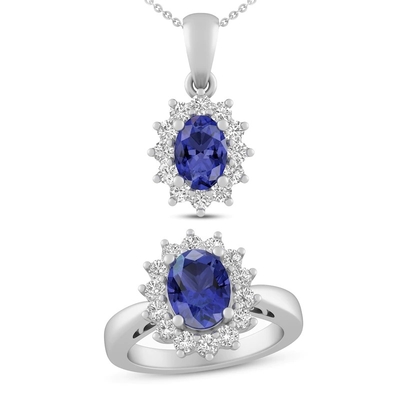 3,12 Karaat Echte Tanzanite en Witte Topaas 3 Stukhalsband 925 Sterling Silver