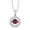 Natuurlijk Garnet Necklace 1/20 ct tw Diamanten met 925 Sterling Silver