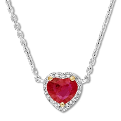 Natuurlijk Garnet Necklace 1/20 ct tw Diamanten met 925 Sterling Silver