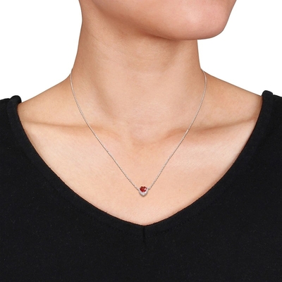 Laboratorium-gecreeerde Saffier &amp; laboratorium-Gecreeerd Ruby Necklace Sterling Silver