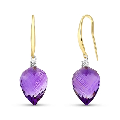 2.46 ct. t.w. Amethist en 1/10 ct. t.w. Diamond Leverback Earrings in Sterling Silver