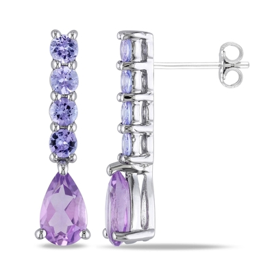 Amethist &amp; Diamond Drop Earrings in Gouden de Dalingsoorringen van 9ct voor Vrouwen