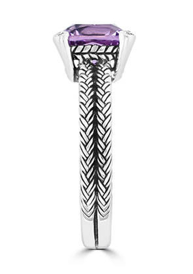 Violetkleurige Filigraanring    Lichtjes Stenen met 4K-Witgoud, Amethist .20cttw