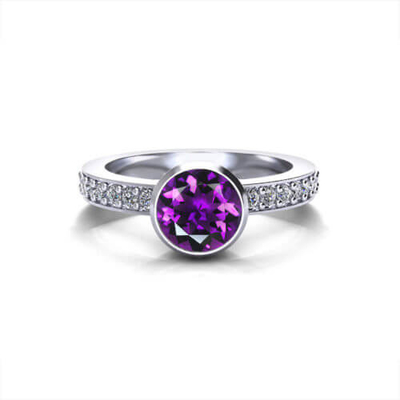 Violetkleurige Filigraanring    Lichtjes Stenen met 4K-Witgoud, Amethist .20cttw