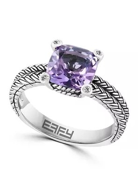 Amethist en Witte Sapphire Cable Ring With 925 Sterling Silver