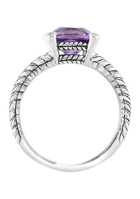 Amethist en Witte Sapphire Cable Ring With 925 Sterling Silver