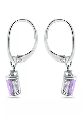 2.46 ct. t.w. Amethist en 1/10 ct. t.w. Diamond Leverback Earrings in Sterling Silver