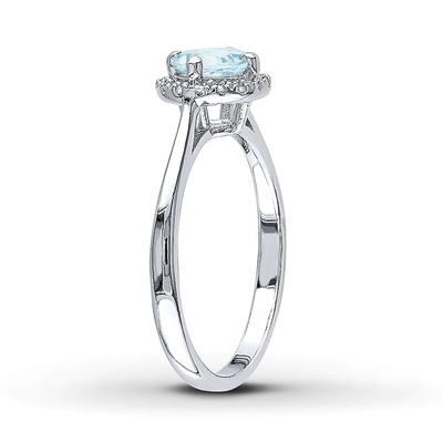 Aquamarijnring 1/15 ct tw Diamanten Sterling Silver For Women