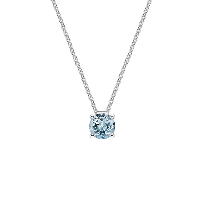 Aquamarijn Diamond Necklace (14k-witgoud, aquamarijn 6x9mm van de perenvorm, diamanten .10cttw.)