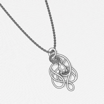 Aquamarijn Diamond Necklace (14k-witgoud, aquamarijn 6x9mm van de perenvorm, diamanten .10cttw.)