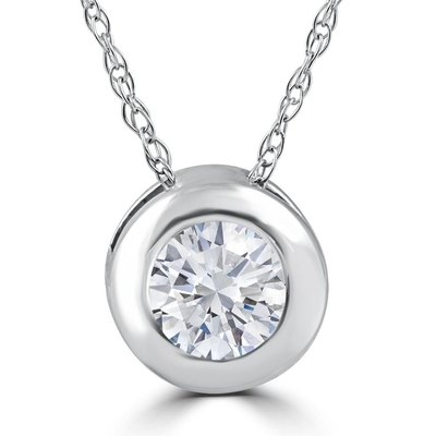 1/4 ct om Diamond Solitaire Bezel Pendant Necklace 18“ 14k-Witgoud (4,1) 4,1 sterren van de 7 reviews7-overzichten