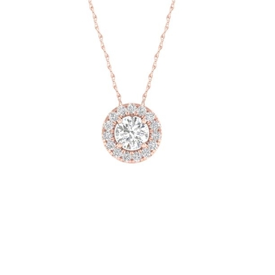 De keizerhalsband van de de Diamant10k Rose Gold Round Diamond Halo Tegenhanger van 1/6Ct TDW