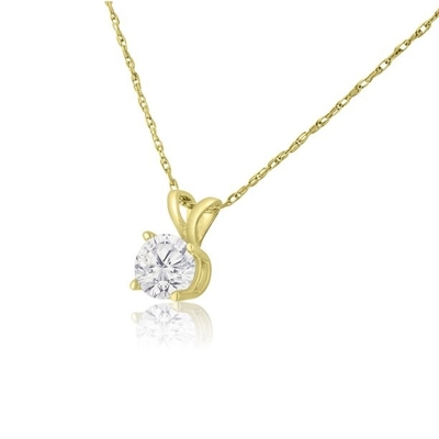 1/2 Karaat Diamond Solitaire Necklace In 14 Karat Yellow Gold (J-K Color, I1-I2-Duidelijkheid)