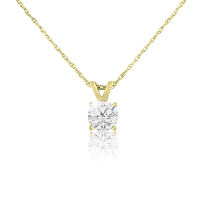 1/2 Karaat Diamond Solitaire Necklace In 14 Karat Yellow Gold (J-K Color, I1-I2-Duidelijkheid)