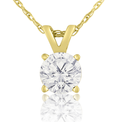 1/2 Karaat Diamond Solitaire Necklace In 14 Karat Yellow Gold (J-K Color, I1-I2-Duidelijkheid)