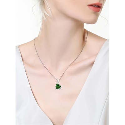 De de Besnoeiingshalfedelsteen van het 6,06 Karaattcw Hart leidde tot Smaragdgroene 925 Sterling Silver Necklace Pendant met vrije Ketting 18