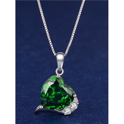 De de Besnoeiingshalfedelsteen van het 6,06 Karaattcw Hart leidde tot Smaragdgroene 925 Sterling Silver Necklace Pendant met vrije Ketting 18