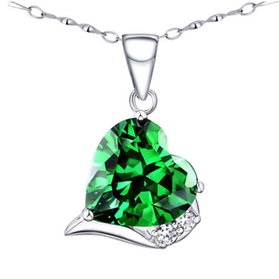 De de Besnoeiingshalfedelsteen van het 6,06 Karaattcw Hart leidde tot Smaragdgroene 925 Sterling Silver Necklace Pendant met vrije Ketting 18