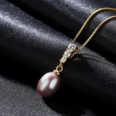 14K de tegenhangerhalsband voor Vrouwen is met verfraaide een 6MM Zoetwaterparel