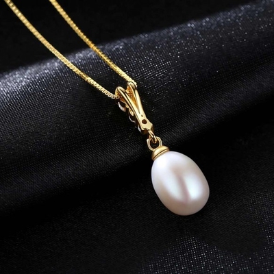 14K de tegenhangerhalsband voor Vrouwen is met verfraaide een 6MM Zoetwaterparel