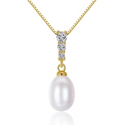 14K de tegenhangerhalsband voor Vrouwen is met verfraaide een 6MM Zoetwaterparel