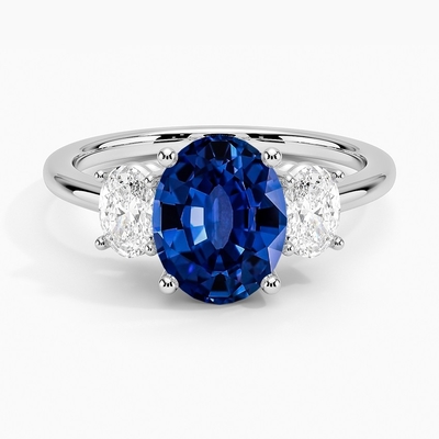 Sapphire Indigo Melody RingSet met 6mm Premie Blauwe Ronde Saffier