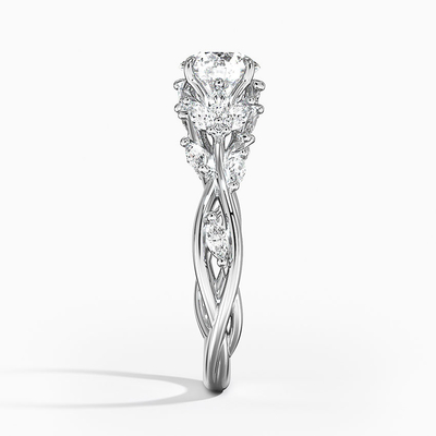 Sapphire Secret Garden Diamond RingSet met 6mm Premie Blauwe Ronde Saffier