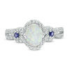 5.0mm hart-Gevormd Opaal en 1/8 CT. T.W. Diamond Frame Ring in Sterling Silver