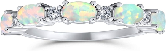 Dunne het Accent Stapelbare 1/2 Eeuwigheid Ovaal Blauw Roze Gecreeerd Opal Band Ring For Women van CZ